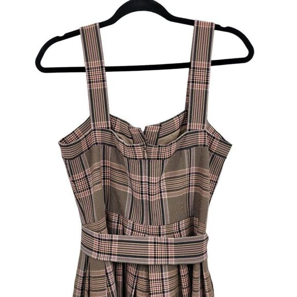 Gal Meets Glam Madison Tie Front Dress Retro 60s Apron Pinafore Plaid Pink Sz 10 - Picture 11 of 14